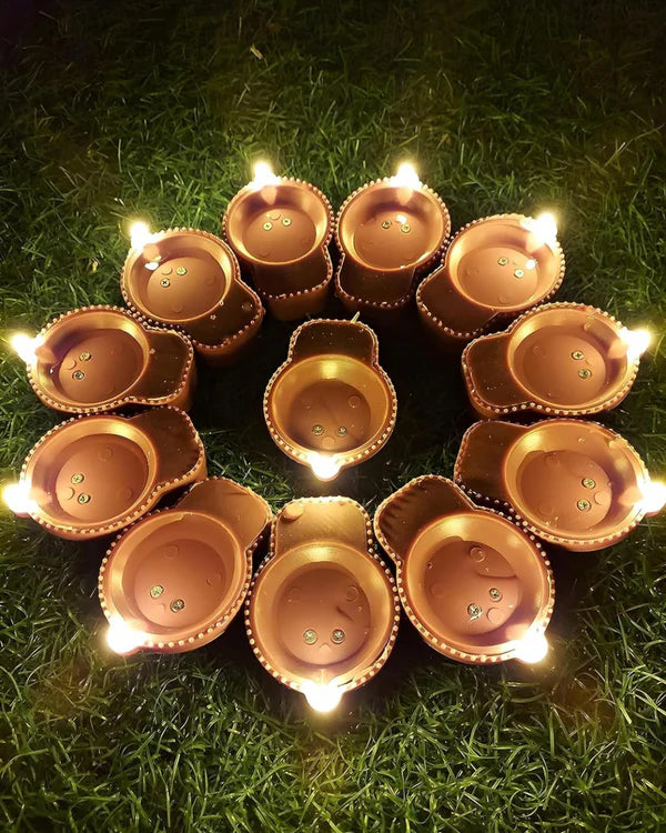 Diya LED Water Sensor - Safe, Smokeless & Reusable Ambient Lights (Pack of 12/24)