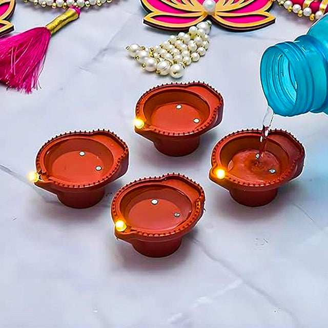Diya LED Water Sensor - Safe, Smokeless & Reusable Ambient Lights (Pack of 12/24)